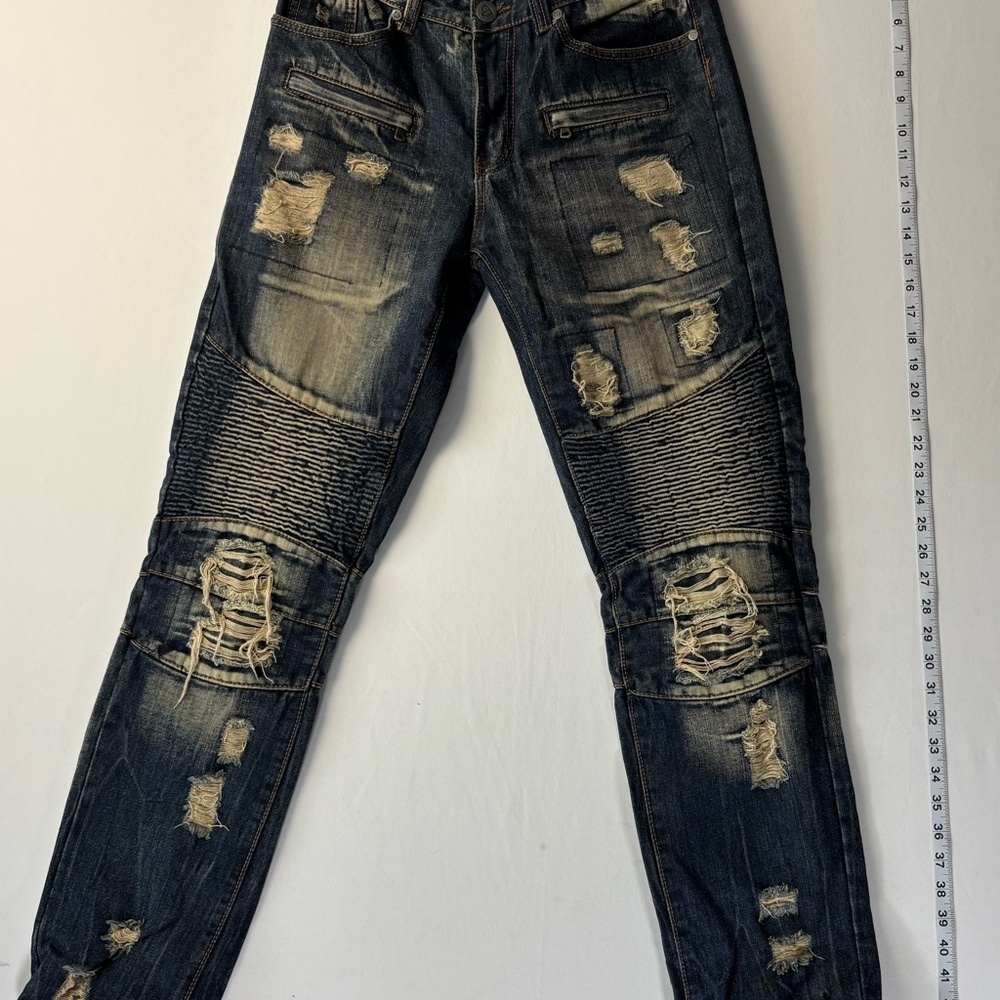 Streetwear grunge Hip Hop!￼thashed Encrypted Mens 32x32 Slim Fit Skinny Jeans